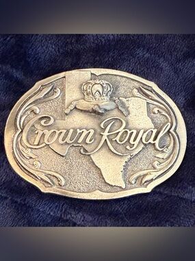Crown Royal Embossed Metal Texas Belt Buckle - Silver Tone